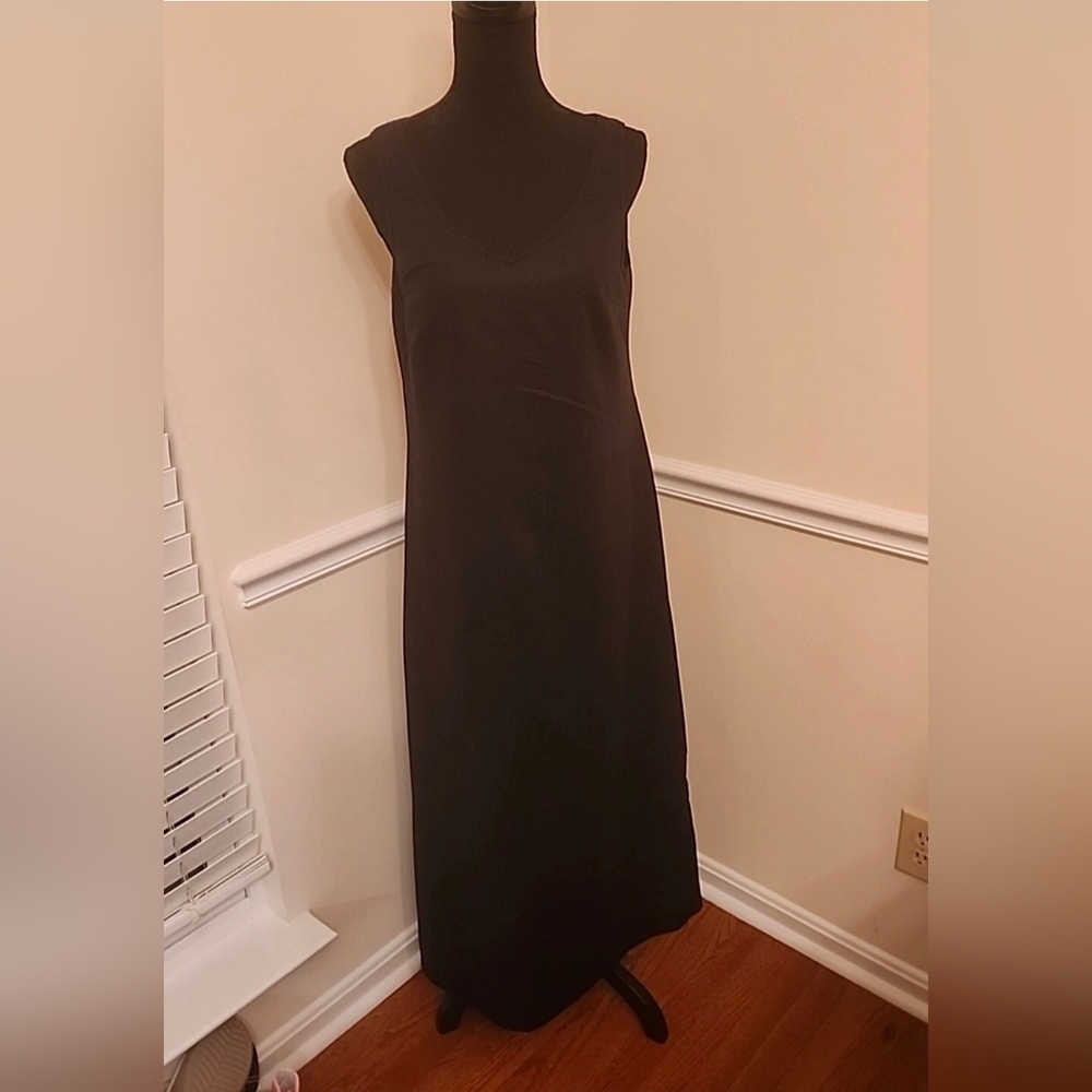 J Crew Linen Sleeveless Dress Maxi Sz 6 Black Lined